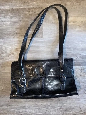 Bolso de Mano Tignanello Negro Imitación Piel de Serpiente Bolso de Hombro (B) Foto 1 de 4