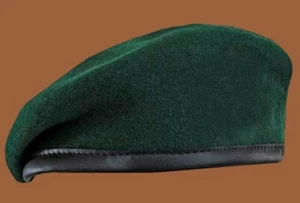 ORIGINAL GERMAN MILITARY ISSUE GREEN WOOL BERET SIZE LARGE 60 METRIC NEW   - Picture 1 of 11