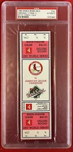 1987 World Series Full Ticket, Game 4, PSA Authentic, Twins/Cardinals, Free Ship - Picture 1 of 2