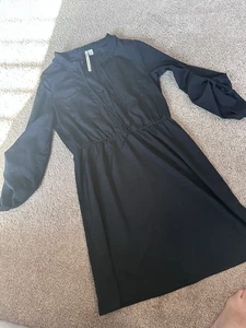 LC Lauren Conrad Black Dress Women’s 4 Ruffle Half Sleeve - Picture 1 of 10