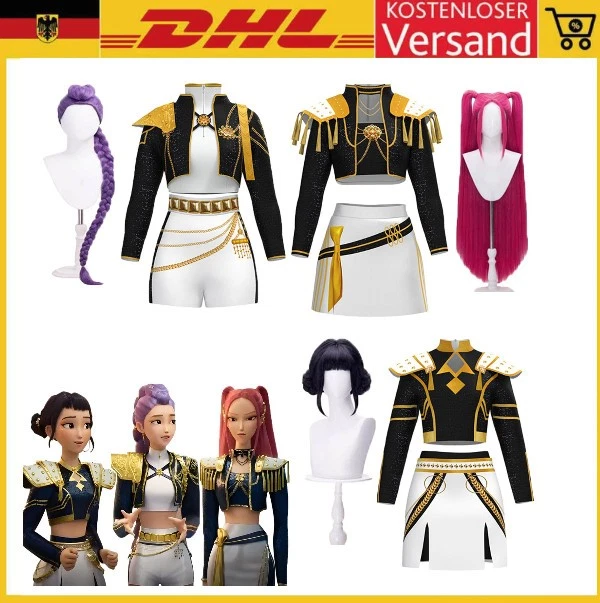 Kids⭐Girls K-Pop Demon Hunters Costume Wig Rumi Mira Zoey Cosplay Fancy Dress Up - Bild 1 von 4