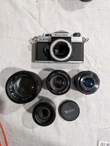 LOT Fujifilm Fujica ST605 Film Camera with 3 Lenses +Tele Converter UNTESTED - Picture 1 of 17