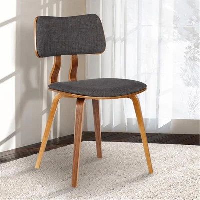 Hawthorne Collections 18.1" Modern Wood/Fabric Dining Chair in Charcoal - Image 1 of 4