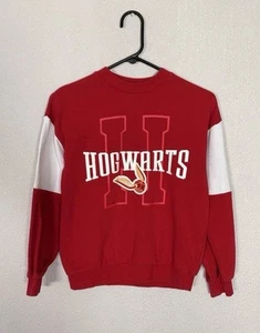 H&M Hogwarts Sweatshirt Kids 8/10 Red Harry Potter Jumper Golden - Picture 1 of 3