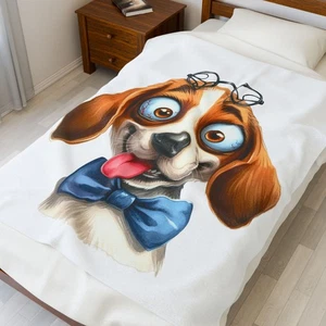 Fun Cute Beagle Dog A Plush Blanket, Cozy Throw Kids Moms Room Pets Dogs - Picture 1 of 15