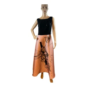 THEIA DAMEN COLD SHOULDER A-LINIE BALLKLEID KREPP TOP BEMALT BLUMEN KLEID GRÖSSE 6 - Bild 1 von 9