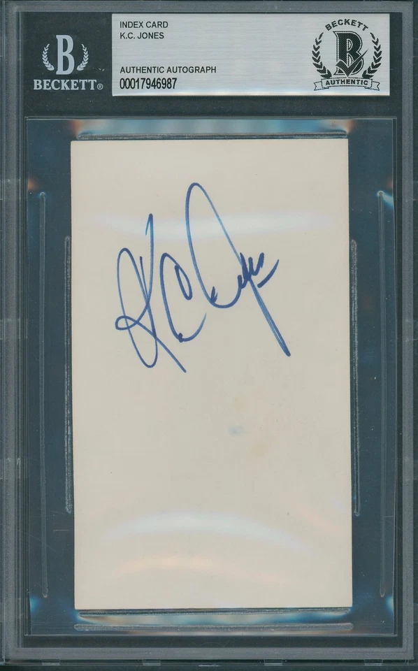 K.C. Jones Signed Index Card Beckett Authentic Autograph *6987 - Image 1 of 1