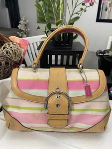 Vintage Coach 4438 Soho Twill Striped Top Handle Bag - Picture 1 of 15