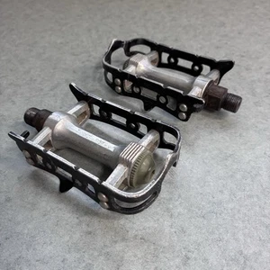 Vintage Sakae/Ringyo SR SP-100 road pedals, alloy cages, 9/16 Cracked Cage - Picture 1 of 13