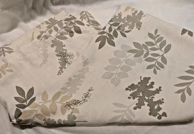 Nine & Co. Beige Ivory Green Botanical Embroidered Fabric Shower Curtain - Image 1 of 4