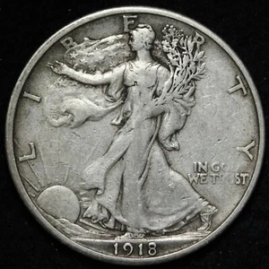 1918-S Walking Liberty Silver Half Dollar XF E382 TKHS - Picture 1 of 2
