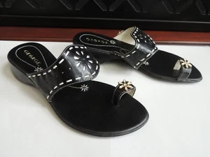 Womens Size 6 * GEORGE * Black White Toe Ring Sandals S-306 - Picture 1 of 8
