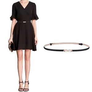 Women's Belt Skinny Soft Genuine Leather Belts Slim Dress Fashion Waist Belt ... - Picture 1 of 9