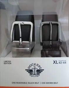 Juego de 2 CINTURONES de uso diario para hombre 1 negro reversible 1 marrón XL 42-44 NUEVO - Imagen 1 de 2