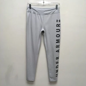 Under Armour Girls Light Gray Pull On Mid Rise Spell Out Compression Leggings XL - Picture 1 of 6
