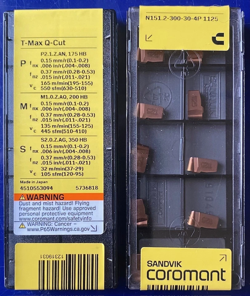 10 NEW & SEALED SANDVIK inserts N151.2-300-30-4P 1125 (1 PACK OF 10) - Image 1 of 1