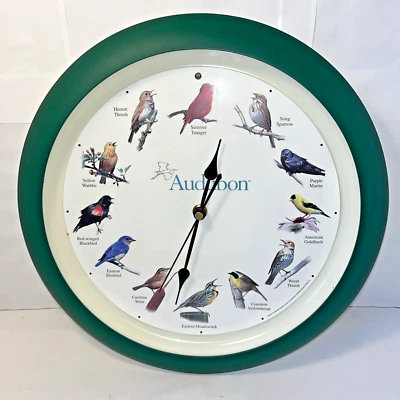 "Reloj de pared Audubon Bird cantando cantando grande 13"" probado funcionando batería operativa" Foto 1 de 4