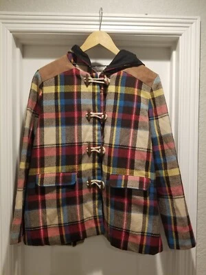 Flying Tomato Womens Button Hooded Jacket Size Medium Plaid Good Used CONDITION  - Image 1 of 4