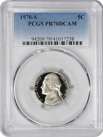 1976-S Jefferson Nickel PR70DCAM PCGS Cover