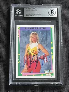 ALUNDRA BLAYZE 1995 MERLIN WWF WRESTLING SIGNED AUTOGRAPHED CARD BAS AUTHENTIC - Picture 1 of 2