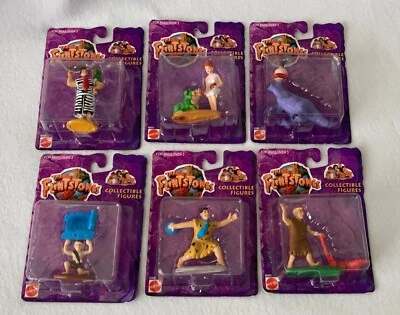 Conjunto de 6 bonecos colecionáveis do filme dos Flintstones 1993 Mattel novo no cartão - Imagem 1 de 4