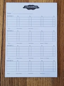 ThinkBlot Game Replacement Parts Pad Scoring Paper - Picture 1 of 5