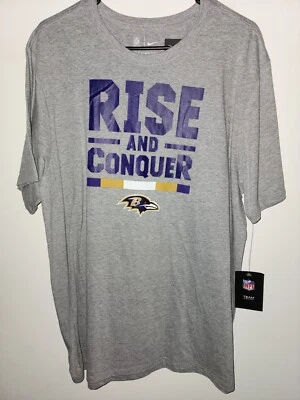 NIKE BALTIMORE RAVENS T SHIRT TEAM LOGO NFL GRAY TEE MENS XL RISE & CONQUER NWT - Image 1 of 4