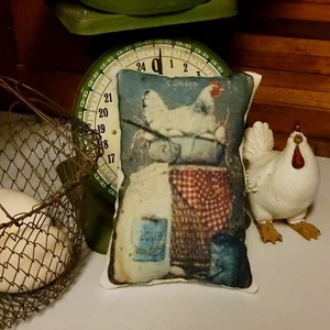 Primitive Hen Setting Nest Farmhouse Tuck Pillow Peg/door Hanger - Imagen 1 de 1