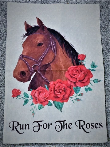 LARGE KENTUCKY DERBY FLAG - UNUSED - IT'S GORGEOUS - 19" BY 13" Cover