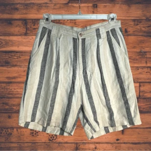 Vintage Bachrach Sport vertikal gestreifte Leinenmischung Shorts Größe 34 - Bild 1 von 4