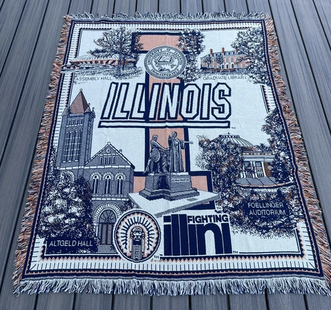 Illinois Fighting Illini College Tapestry Wall Hanging Blanket 63 By 48 Cover