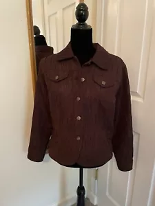 ruby rd blazer Brown Shimmer 14 Petite Collared Jacket Buttons Long Sleeve - Picture 1 of 9