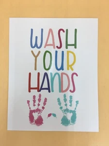 Wash Your Hands Bathroom Decor - Childs Bath Wall Art - 8" x 10" Unframed Print - Picture 1 of 2