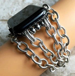 Twisted Wire Pattern Chain Link Band for Apple 38 40 42 44mm Watch All Series - Picture 1 of 10