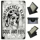 Motor Club Biker Motorbike Skulls Universal Leather Case For Samsung Tablets