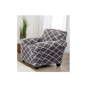 Modern Velvet Plush Arm Chair Slipcover. Strapless One Piece - Picture 1 of 4