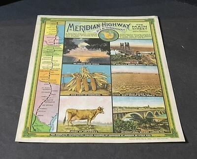 Mapa de ruta 1920 Meridian Highway US 81 Fargo ND Enid OK Wichita KS Austin Waco TX Foto 1 de 4