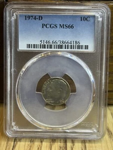 1974-D 10C Roosevelt Dime-PCGS MS66--1974-D - Picture 1 of 2