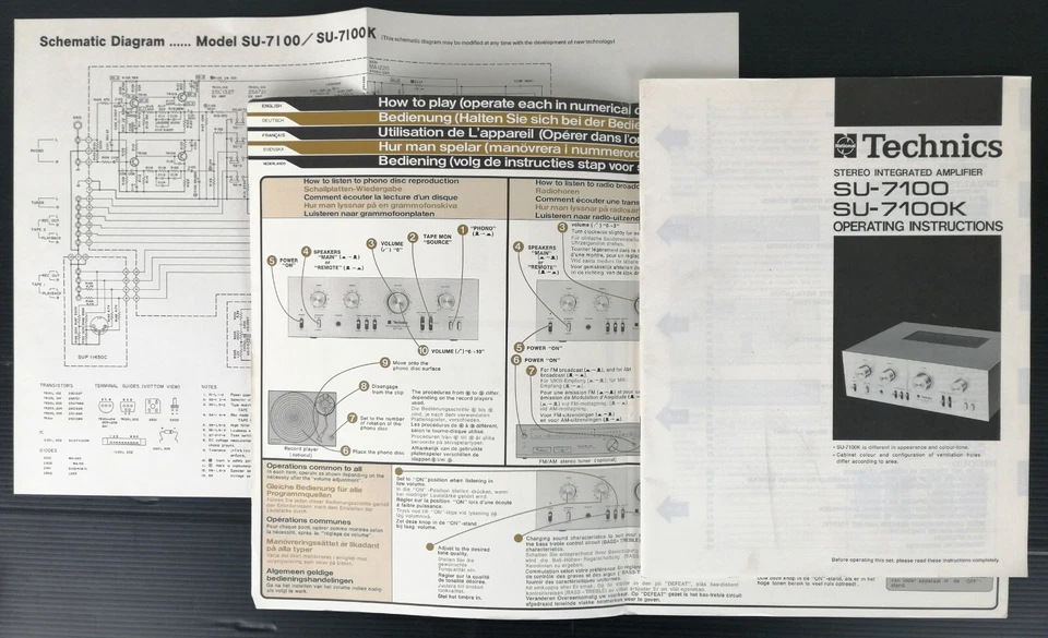 TECHNICS SU-7100 - MANUALE ORIGINALE + SCHEMA ELETTRICO  - Immagine 1 di 1