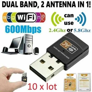 10 X LOT AC600 Mbps Dual Band 2.4/5Ghz Wireless USB Mini WiFi Network 802.11 - Picture 1 of 6
