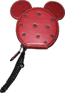 NEW Disney Coach Mickey Mouse Red Leather Coin Case (New w/o Tag) - Imagen 1 de 7