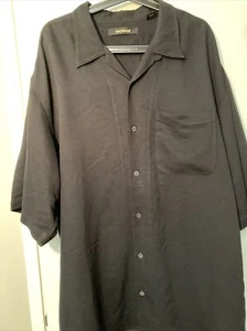 Abito Camicia Bacharach Uomo Tessuto Pesante Nero MANICA CORTA Bottoni XL - Foto 1 di 1