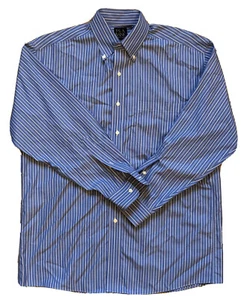 Jos A Bank Traveler Collection Blue White Stripes Button Dress Shirt Sz 15.5-33 - Picture 1 of 8