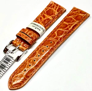 CINTURINO VERO COCCODRILLO BRASILE 20/16 COLOR MIELE SEMI IMBOTTITO PER OROLOGIO - Picture 1 of 7