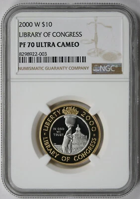 2000-W Library of Congress Bimetallic Commemorative $10 PF 70 Ultra Cameo NGC - Image 1 of 4
