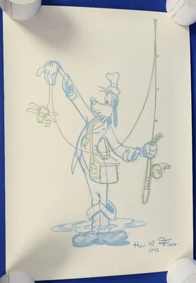 Pôster litográfico Pateta Como Pescar 28"x20" Mickey Mouse Disney - Imagem 1 de 4