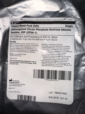 Fenwal Blood-Pack Units - Y-Sampling Site, Dextrose Adenine Solution QTY: 2 - Image 1 of 2