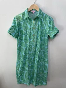 Lilly Pulitzer Palm Leaves Resort Kleid Knopfleiste gerollte Ärmel Damengröße 6 - Bild 1 von 9
