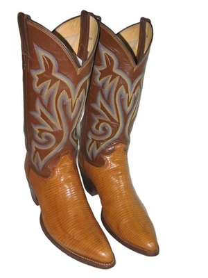 Винтажные ковбойские сапоги Justin Exotic Lizard мужские размер 7,5 D женские 9 W сделано в США - Изображение 1 из 4