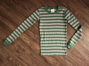 Hanna Andersson Striped Pajama Shirt Size 150cm | US 12 Green Gray - Picture 1 of 4